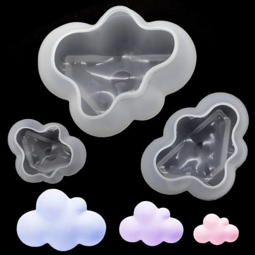 GYSRXS Stampi in Silicone per Candele Stampo 3 Pezzi Silicone Forma di Nuvola Stampi per Resina Epossidica per Candele Fai Da Te,Sapone,Gesso,Decorazioni Pendenti(Trasparente)
