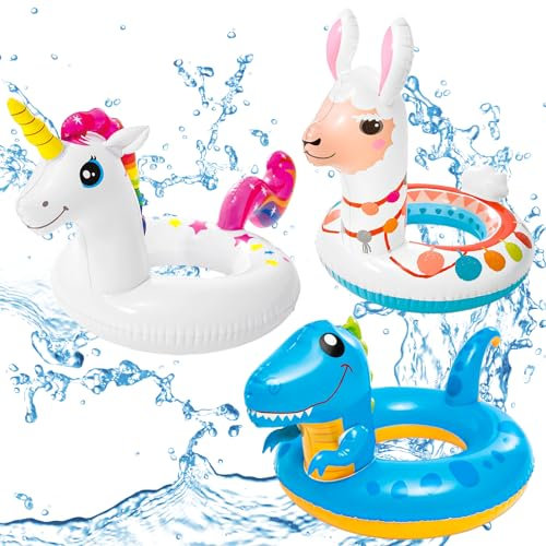 POPOYU 3 Stück Schwimmring Erwachsene,Schwimmring Kinder,Aufblasbare Badetiere Pool,35.8/30 GroßPool Float Swimmingpool-Schwimmer,Sommer Wasser Schwimmreifen für Schwimmbad-Partydekorationen