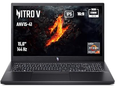 ACER Nitro 5 ANV15-41-R9NM, Ordinateur Portable Gaming 15.6'' Full HD IPS 144Hz, (AMD Ryzen 7 7735HS, NVIDIA GeForce RTX 4060, RAM 16 Go, 1024 Go SSD, Windows 11) PC Portable Gaming, Couleur Noir