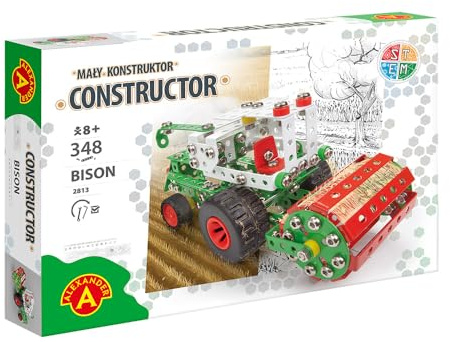 A ALEXANDER Constructor Bison - Set di costruzione in metallo, 348 pezzi, Mietitrice da montare per bambini a partire da 8 anni