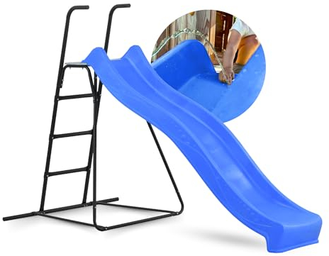 Spielturmking® Kinder Rutsche mit Podest Outdoor Garten Spielgeräte, Stabile Wasserrutsche mit Leiter für Kinder, Alternative zu Indoor Spielgeräten, 2,30 Meter lang (Blau)