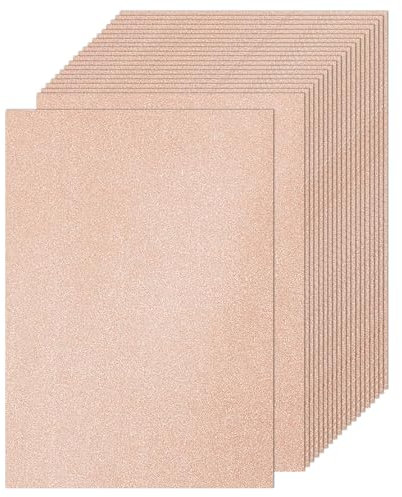 Rose Gold Glitter Cardstock Paper, 20Sheets Premium Sparkly Craft Cardstock Paper, A4(8.3x11.7 Inch) Glitter Card Stock Rectangle Premium Sparkly for Scrapbook Card DIY