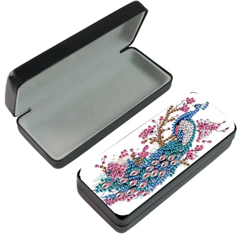DCIDBEI Diamond Painting Custodia Porta Occhiali e Penne Puzzle con Perline Portatile Per Occhiali Da Sole Paint by Numbers Organizer Per Occhiali Borsa Astuccio Occhiali Pavone Organizer Occhiali