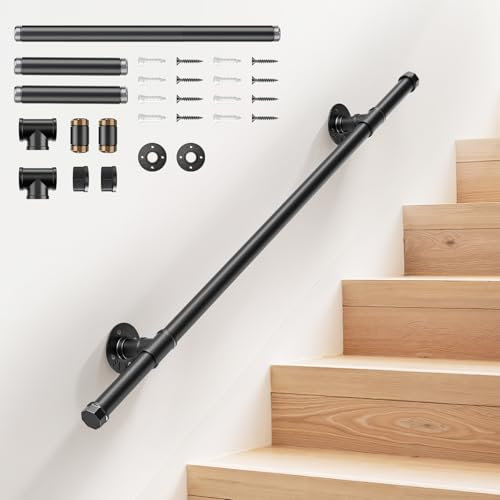 Main Courante pour Escalier, 1 Section-1M Rampe Murale en Métal, 110 lb Antidérapante et Confortable pour Intérieur et Extérieur, Adaptée aux Enfants, Personnes Handicapées et aux Personnes âgées
