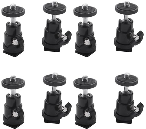 Remingtape Mini rótula [8 paquetes] con adaptador de de zapato caliente 360 grados 1/4 cabezas pequeñas pequeñas de bola para cámara DSLR, videocámara, flash, soporte de luz, trípode