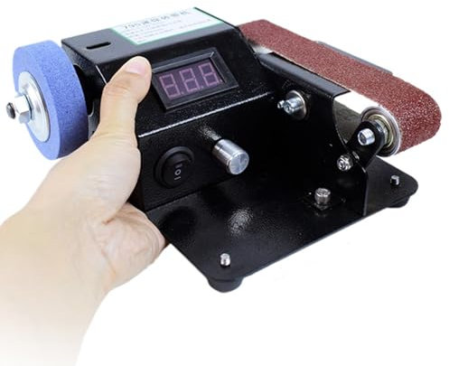 NADYE Mini Coltello per affilare levigatrice a Nastro da 180 W, levigatrice da banco, velocità 0-13000 Giri/min, Regolazione Continua della velocità, per la Lavorazione