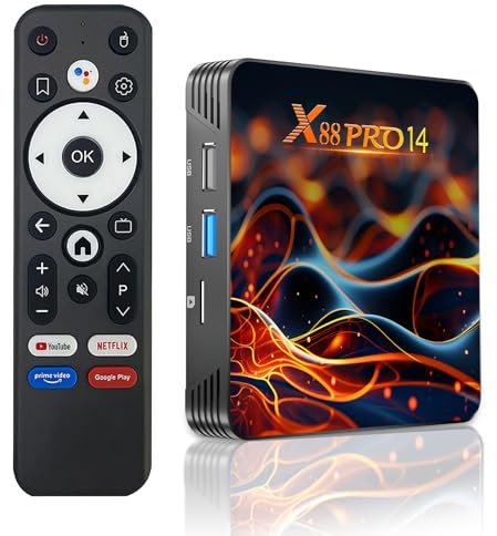 Android TV Box,X14 Pro Android 14.0 2Go RAM 16Go ROM RK3518 Quad-Core 64bit Cortex-A53 Mali 450 MP2 GPU Support BT5.0 4K 3D 1080P 2.4/5.0GHz WiFi 10/100M Ethernet DLNA HDMI2.0 USB3.0 H.265