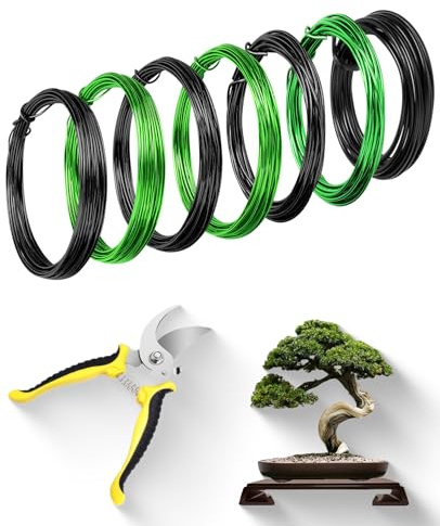Filo Bonsai con Forbici Potatura, Filo di Alluminio Anodizzato per Modellare Alberi Bonsai, 4 Spessori 1,0 mm / 1,5 mm / 2,0 mm / 3,0 mm