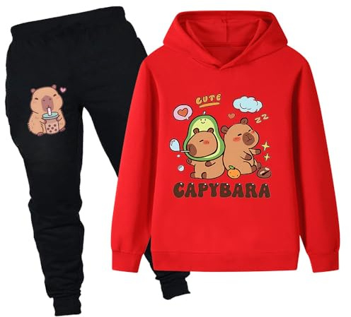NILKOOZ Boys Tracksuit Hoodie Sweatshirt and Pants Girls Long Sleeve Pullover Clothing Age 2-13 Years（Red-170cm）