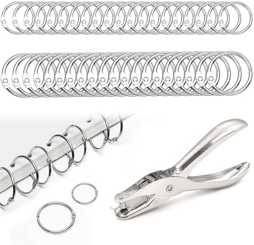 Bokringar med håltång, Apdvenk, 120 stycken bokbindningsringar 20 mm 25 mm, bindringar, indexkort, ringar, ringbindning för lösa blad, klippbok, album gör-det-själv