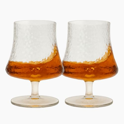 Bec's Designs Premium Brandy Snifter Glass Set – 8 oz Cognac, Whiskey & Brandy Glasses– Classic Heavy Base Lowball Tumblers – Gift Box for Men, Dad, or Whiskey Lovers (Set of 2)