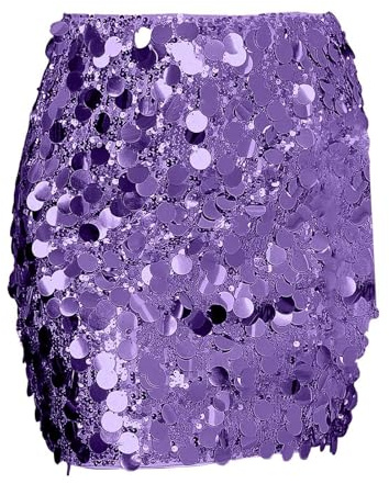 Gonne con Paillettes Donna Curvy Slim Fit Scintillante a Vita Alta Skirt Elegante Gonna Paiette Grandi Festival Outfit Controllo Moda Ventre Abbigliamento Tinta Unita Gonne Festival Discoteca