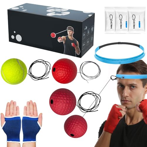 Set Di Fasce Per Capelli Con Palla Riflessa Da Boxe | Gioco Di Palline Per Boxe Per Bambini, Migliora Le Prestazioni Di Gioco, Palline Da Allenamento Per Pugni Per Adulti Aumenta La Concentrazione Per
