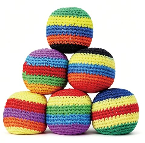 KFSCIP 6 Pcs Knitted Footbags, Juggling Balls for Adults and Beginners, Hacky Sack Ball for Indoor Practice and Skill Training, Soft 5 cm Multi-Colour Juggling Equipment