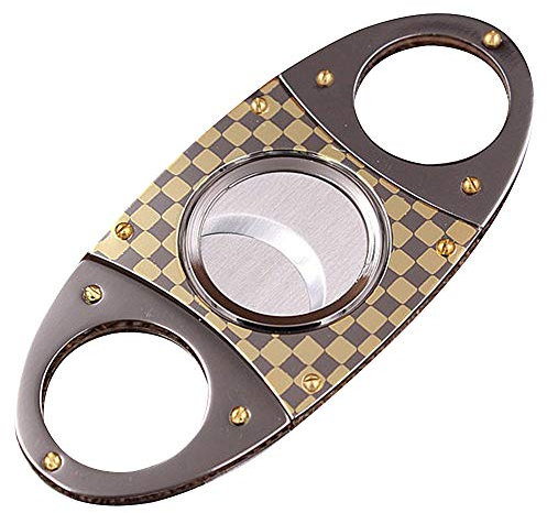 amropi Taglia Sigari Ghigliottina Acciaio Inossidabile Tagliasigari in Custodia Regalo (Oro Scacchi x 1)