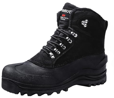 riemot Scarponcini Uomo Donna Invernali, Stivaletti Impermeabili, Scarponi da Trekking Stivali Termici da Neve Stringati,Caccia Montagna Antiscivolo Comode Caldo, women black 42 EU