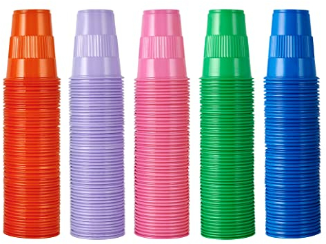 Lilymicky 500 Pack 9 oz Disposable Plastic Cup in 5 colors, Great for Party