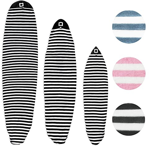 PAMGEA Surf Squared 6'4 Shortboard Surfboard Sock Cover – Lightweight Stretch SUP & Paddleboard Bag, Protective Sleeve for Shortboard, Longboard, Hybrid, Wakesurf – Surfing Accessory, Black