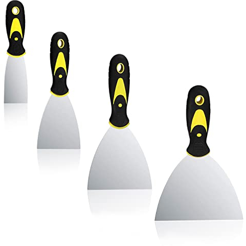 Espátulas, Juego de Espátulas de Acero Inoxidable de 4 Piezas, 40 mm, 75 mm, 100 mm, 150 mm, para Rellenar o Raspar Pintura