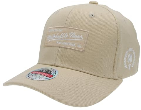 Mitchell & Ness Heather Box Logo Classic Red Snapback - OB, Khaki