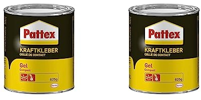 Pattex Kraftkleber Compact, extra starker Kleber ohne Tropfen und Fäden ziehen, Klebstoff für senkrechte und poröse Oberflächen, Kontaktkleber in Gelform, 1x625g (Packung mit 2)