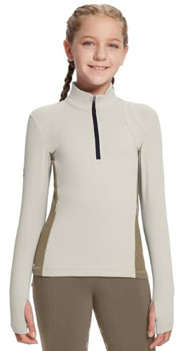 baleaf Girls Long Sleeve Shirts Fleece Jacket Fall Half Zip Pullover Kids Sweatshirts Athletic Thermal Top Oat Pink L