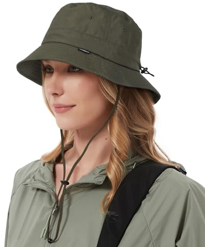 Creekstone Cappello da Pescatore Impermeabile Cappello da Pioggia Cappelli da Sole per Donne Uomini Protezione UV Pieghevole Estivo UPF50 per Escursionismo (IT, Testo, Taglia Unica, Verde Militare)