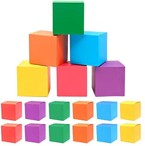 18 Pezzi Scatole Regalo in Carta Kraft Colorata, Scatole di Cartone con Coperchio Scatole Regalo Quadrate Arcobaleno per Regali, Natale, Compleanno, Festa, Matrimonio (10×10×10 cm)