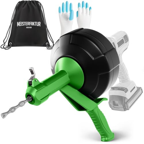 Meisterfaktur Furet Déboucheur Canalisation [10,5m] - Fonction Automatique - Furet Plomberie Idéale avec Poussée Automatique - Spirale de Nettoyage de Tuyaux pour Vrais Bricoleurs !