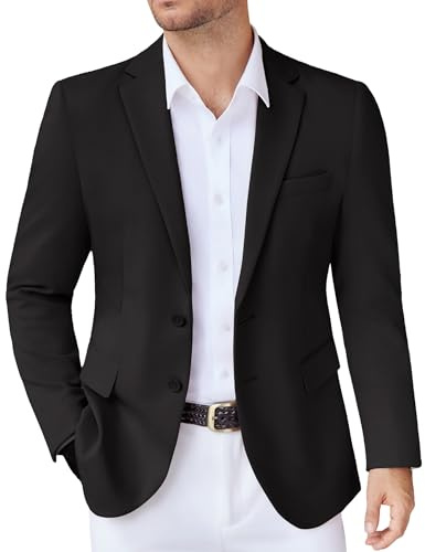 COOFANDY Men Stretch Knitted Blazer Jacket Slim Fit Fashion Wedding Sport Coats Black