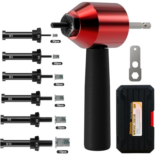 SONNLER Juego de alicates de remache Rapid para taladro inalámbrico, adaptador para tuercas de remache M3, M4, M5, M6, M8, M10