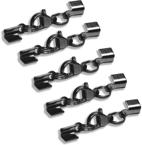 5 Stück Edelstahl Verschluss, Karabinerverschluss aus Edelstahl Kettenverschluss Schmuckverschlüsse für ca. 2 bis 3 mm Bänder, Armband Verschluss Für Ketten, Lederband, Schmuck, DIY(schwarz)