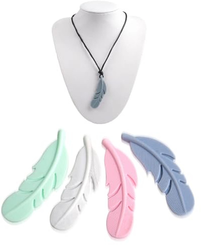 Collar de Masticación Sensorial, 4 piezas Collar sensorial de silicona para bebé, Colgante para Masticar para Niños y Adultos con Autismo Aliviar la Presión de la Dentición del bebé