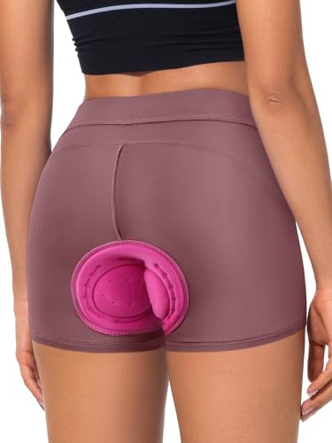 BERGRISAR - Pantalones cortos de ciclismo para mujer, ropa interior de bicicleta acolchada con gel transpirable, rosa, M