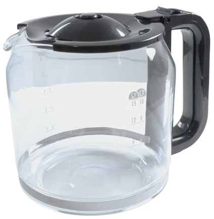 Reliapart Replacement Coffee Machine Glass Carafe Jug with Lid Compatible for De’Longhi ICM15210 ICM15210.1 Series 1.25L Ergonomic Handle Drip-Free Spout Heat-Resistant Construction SX1043