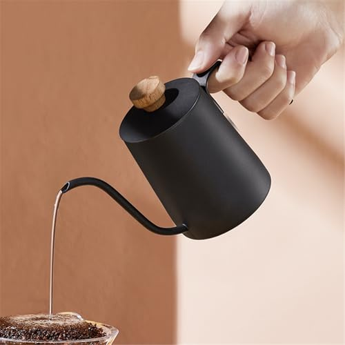 WGQDQDBY Cafetera de vertido de acero inoxidable, tetera para preparación-Black1