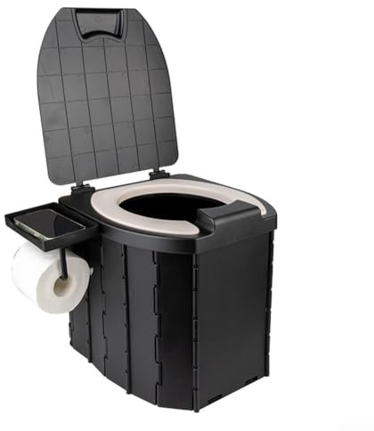 Gdfnmogo Inodoro portátil de camping para adultos con tapa de poliuretano, orinal compacto plegable para tienda de campaña, senderismo, aventuras al aire libre, construcción de ABS resistente, 34,5 x