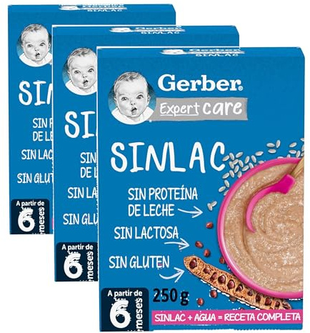 Gerber Papilla Expertcare Sinlac, A Partir De Los 6 Meses, 250 G (Paquete de 3)