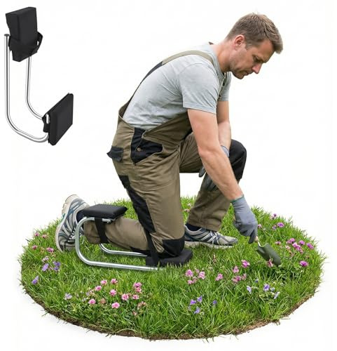 Ginocchiera stabile in alluminio con paracolpi & seduta per giardinaggio – Sedile ergonomico per terra e cura, per altezza ca. 160–195 cm, ideale per giardino, costruzione e fai-da-te.