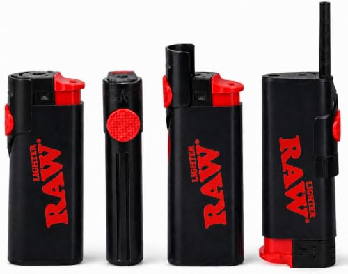 RAW Phoenix Windproof Lighter with Integrated Tool – Refillable Butane Gas, Adjustable Flame, Compact Design