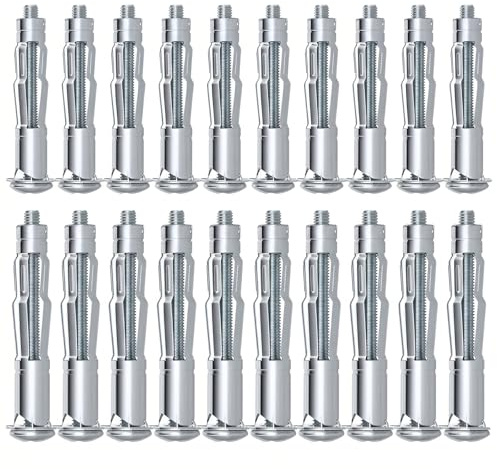 ITCGOB 20 Pcs Tacos para M6, Tacos Metálicos de Expansión para Pared Hueca y Placa de Yeso, Incluye M6x37 y M6x52, Tornillos de Acero Zincado para Cargas Pesadas y Bricolaje, Pack de 20