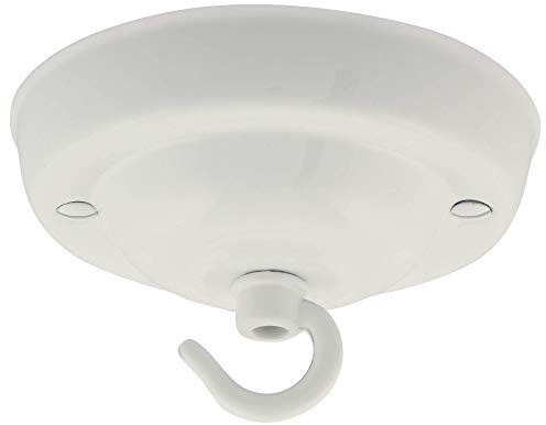 ElekTek Rosone da soffitto con gancio diametro 108 mm Finiture metallizzate colori verniciati a polvere per lampade a sospensione e lampadari Bianco Brillante