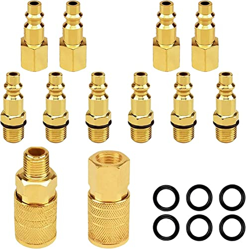 Atarye 12 pcs Raccords de compresseur d'air Coupleur pneumatique 1/4NPT(American pneumatic quick connector) d'air Connecteurs de conduite et kit de couplage Accouplements du connecteur Homme Femme