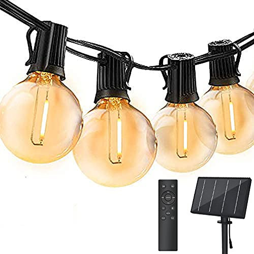 Solar Lichterkette Aussen Dimmbar, 30M LED Lichterkette Außen mit Fernbedienung,4 Modus Solarlichterkette mit 50 LEDs, Solar/USB-betriebene Lichterketten für Garten Balkon Terrasse Hochzeit Party