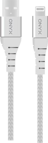 ONYX 𝐎𝐍𝐘𝐗® Cable iPhone USB-A to Lightning Cable iPhone 1M, Carga Rápida iPhone, Cable Cargador iPhone Nylon Trenzado para iPhone 14 13 12 11 Pro XS MAX XR X 8 7,iPad, iPod Blanco