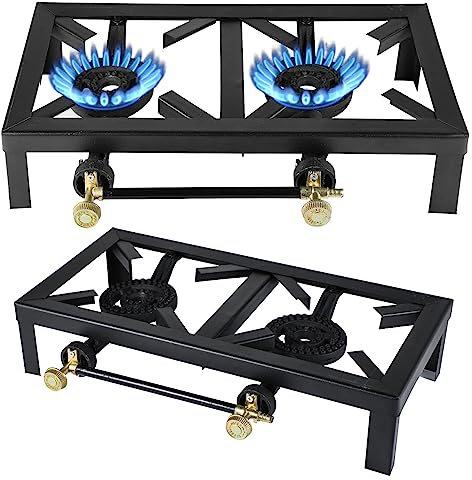 Trintion Double Burner Camping Stove, Portable Camping Gas Stove, Automatic Ignition, Double Butane Catridges Outdoor Gas Cooker - Outdoor Camping BBQ Living