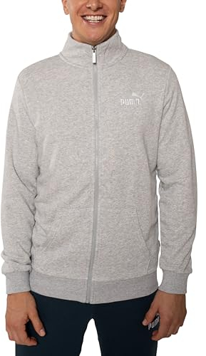 PUMA Sweatjacke Herren ohne Kapuze, Sportjacke, Trainingsjacke, Statement Deluxe Edition, Hellgrau, Größe XL