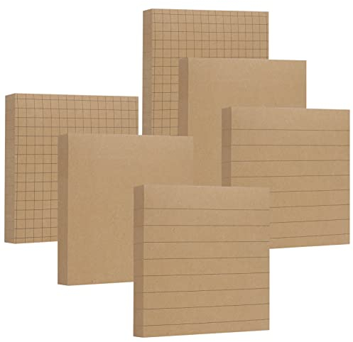 Simpolor Haftnotiz (6 Stück), Super Sticky Notes 7,5x7,5 cm, Selbstklebende Blöcke für Notizen, To-do-Listen und Erinnerungen, einfach zu posten für Zuhause, Büro, Notebook (Braun)