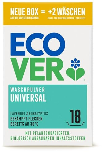 ECOVER: Detergente en polvo concentrado universal, 1,35 kg, lavanda y eucalipto (1)