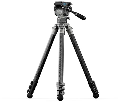 Tilta Trípode Cámara Vídeo con 75mm Bowl Cine Fluid Head con Patas de trípode de Fibra de Carbono de 3 etapas Carga Máxima 8KG, para Cámara DSLR Videocámara - Snow Camo TT-CT08-75-SC